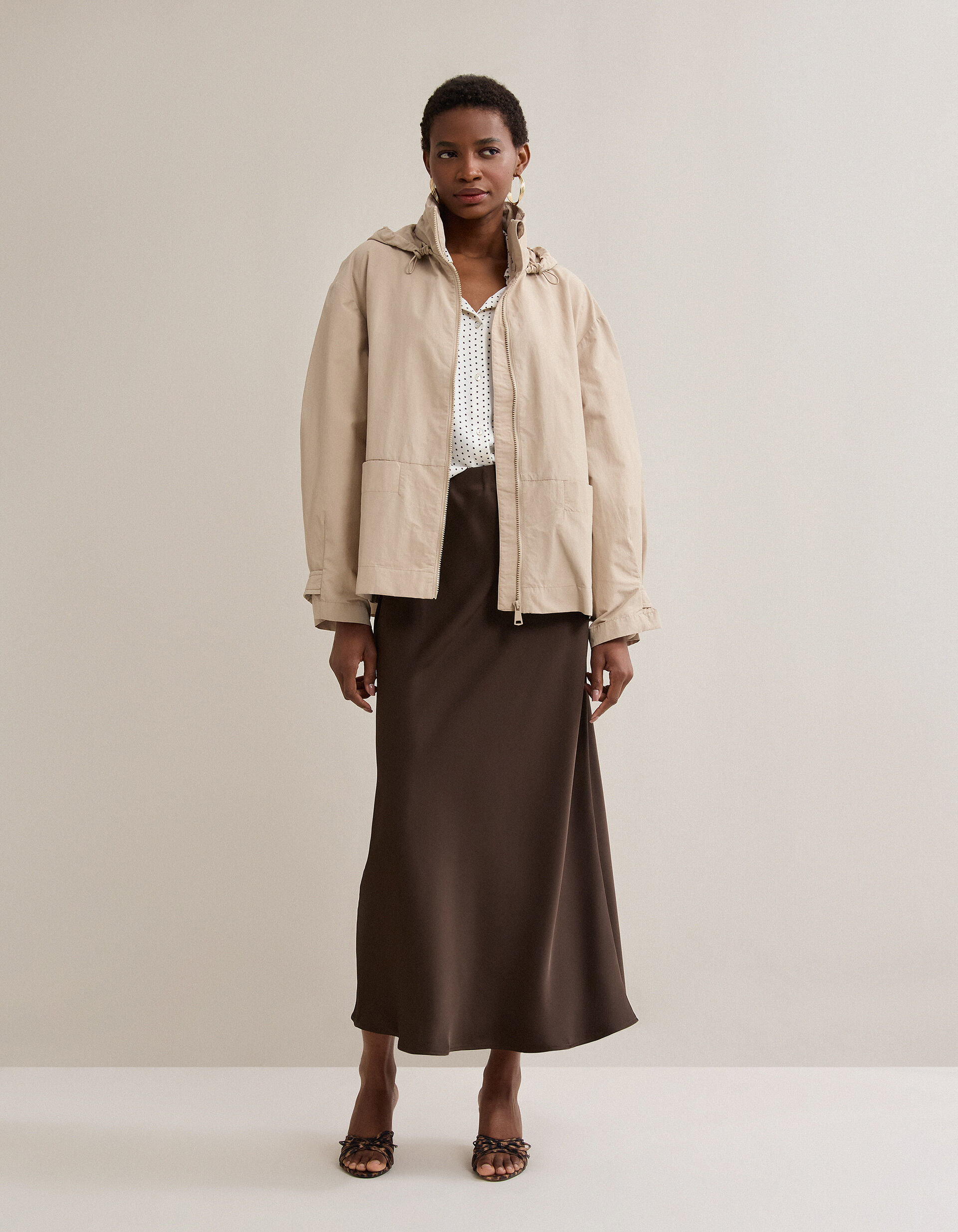 Parka Curta, Mulher, Bege