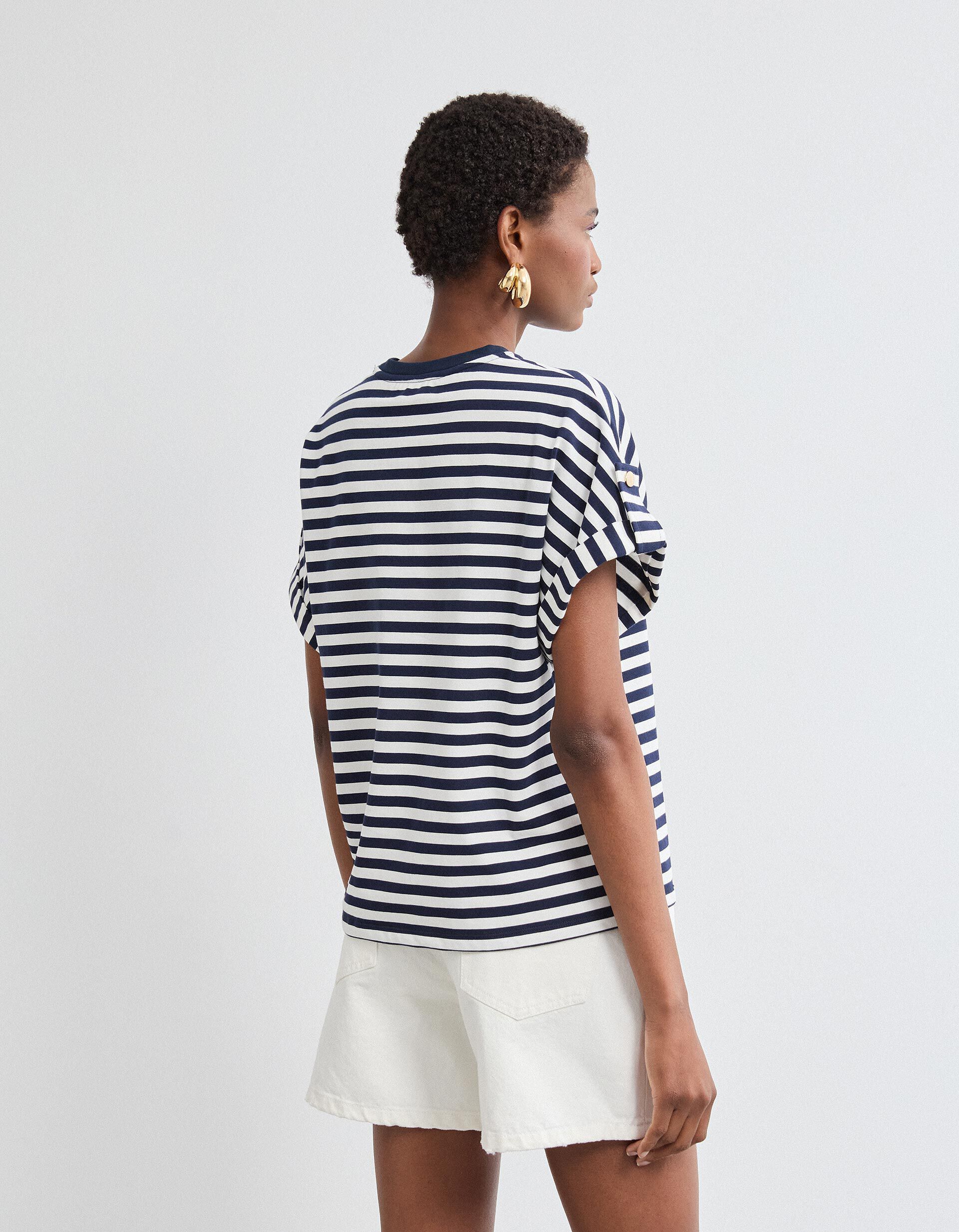 Comprar Online T-shirt Riscas, Mulher, Azul Escuro