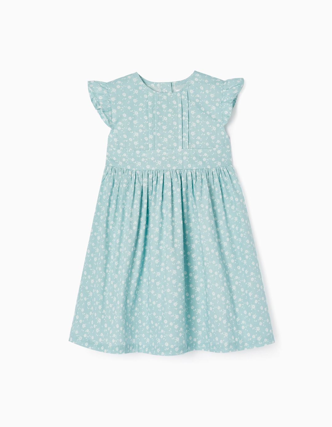 Floral Cotton Dress for Baby Girls, Blue