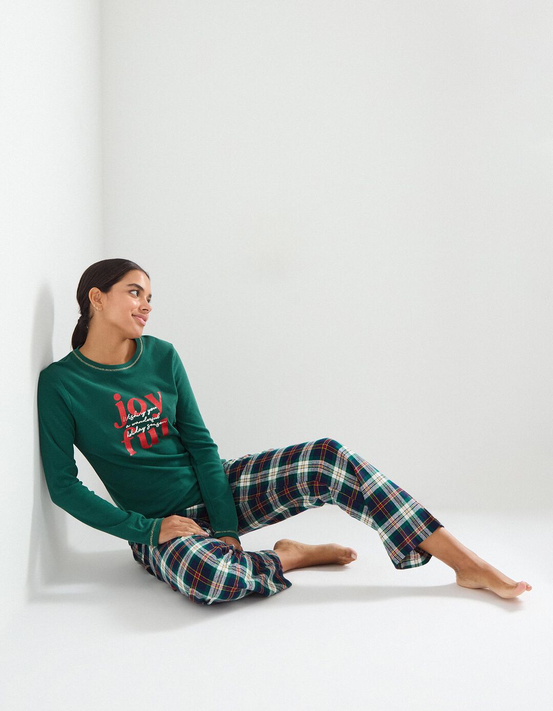 Pijama de Natal, Mulher, Verde Escuro