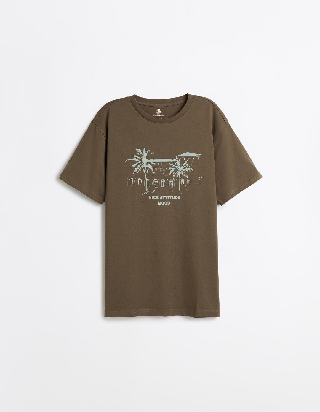T-shirt Jersey Estampada, Homem, Castanho