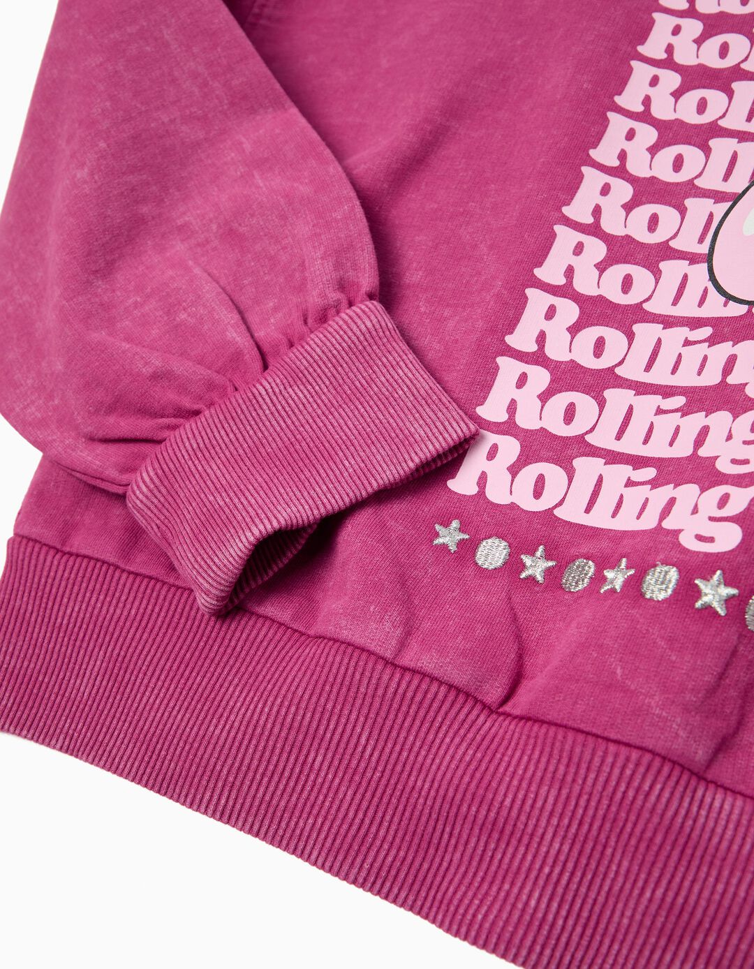 Sweatshirt 'Rolling Stones', Menina, Rosa Escuro
