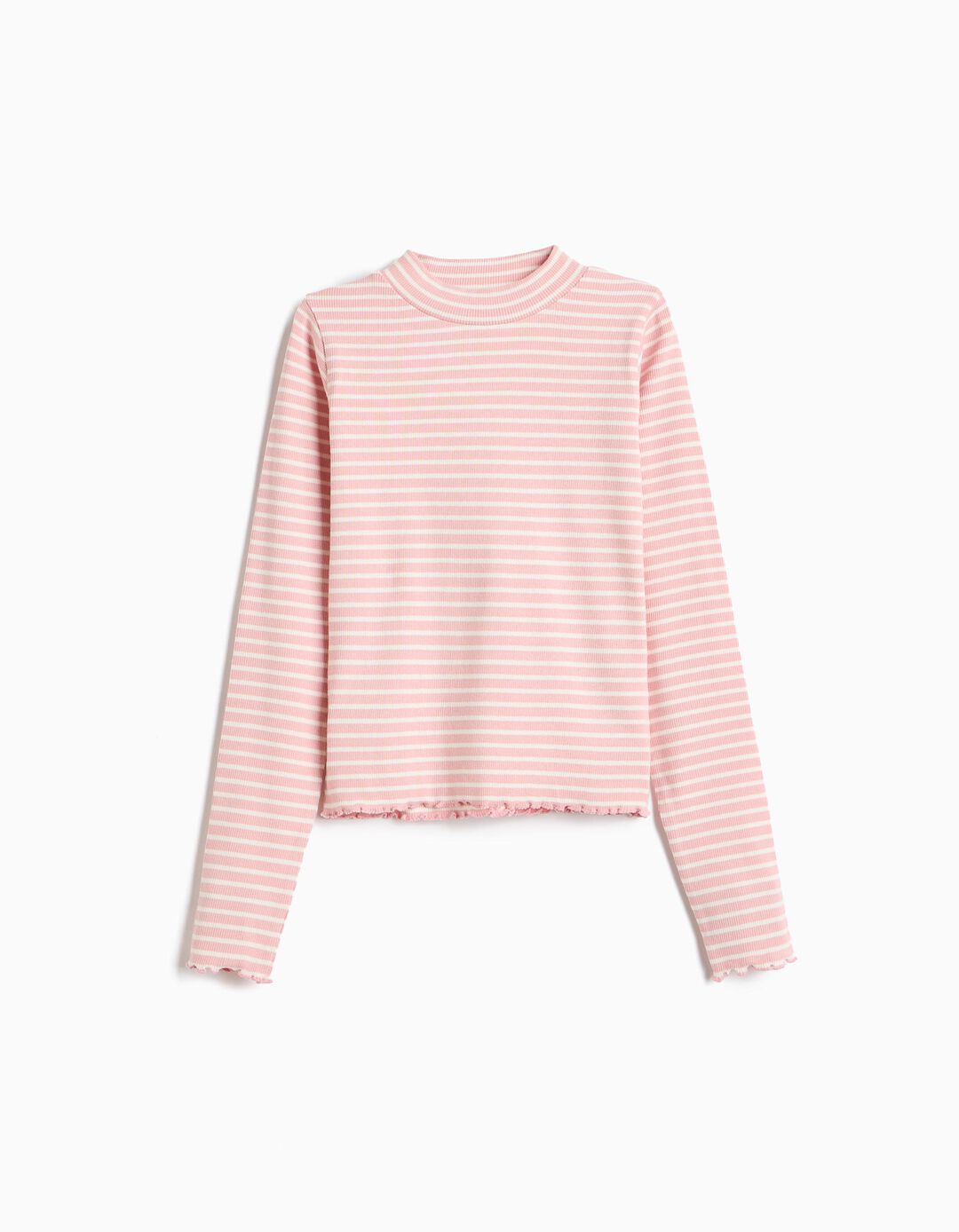 Camisola Cropped &Agrave;s Riscas, Menina, Rosa
