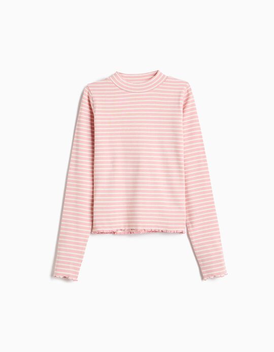 Comprar Online Camisola Cropped &Agrave;s Riscas, Menina, Rosa