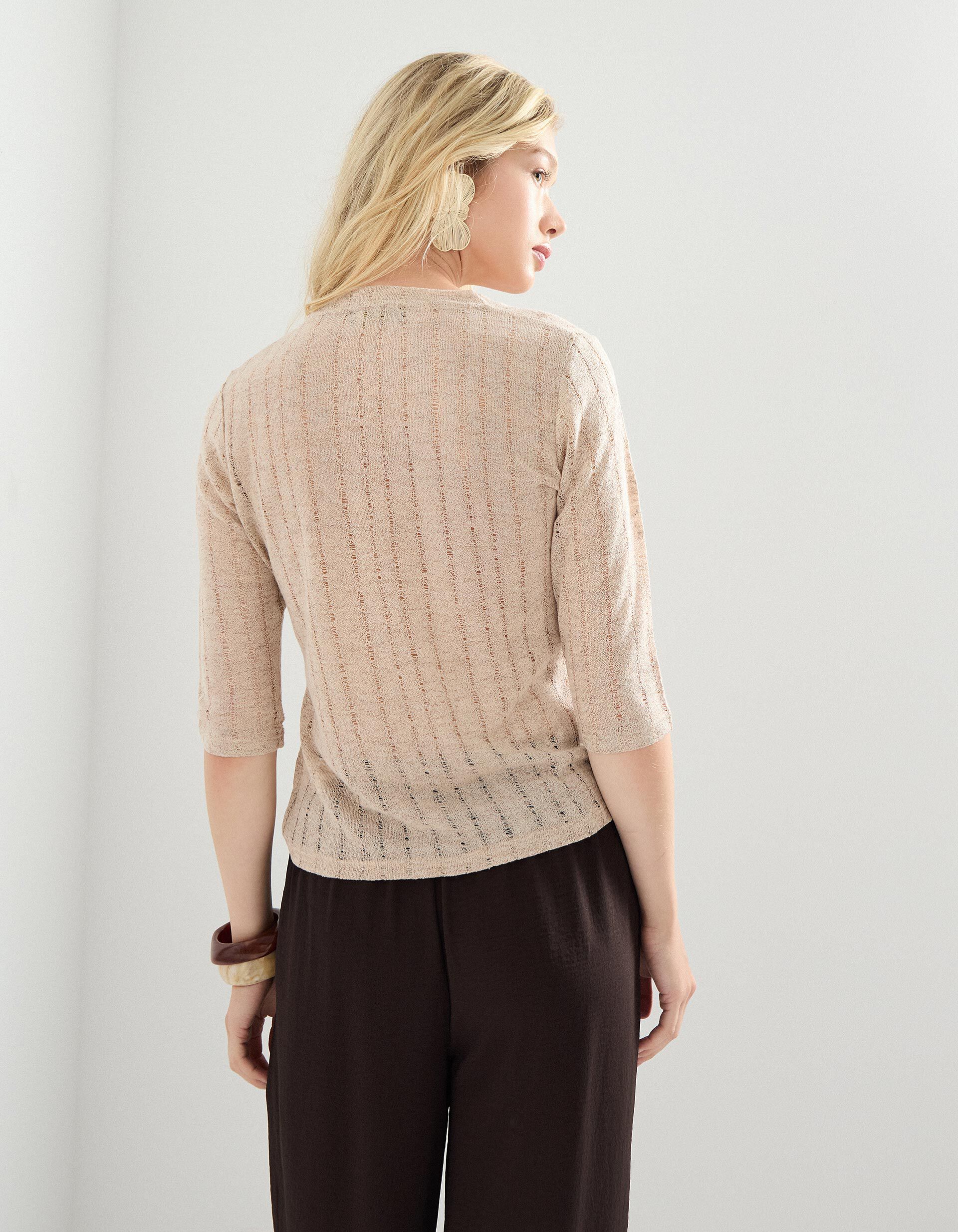 Comprar Online T-shirt em Malha, Mulher, Bege