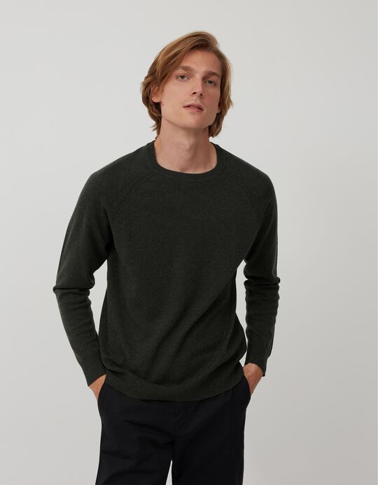 Jumper in Wool and Cashmere, Men, Green
