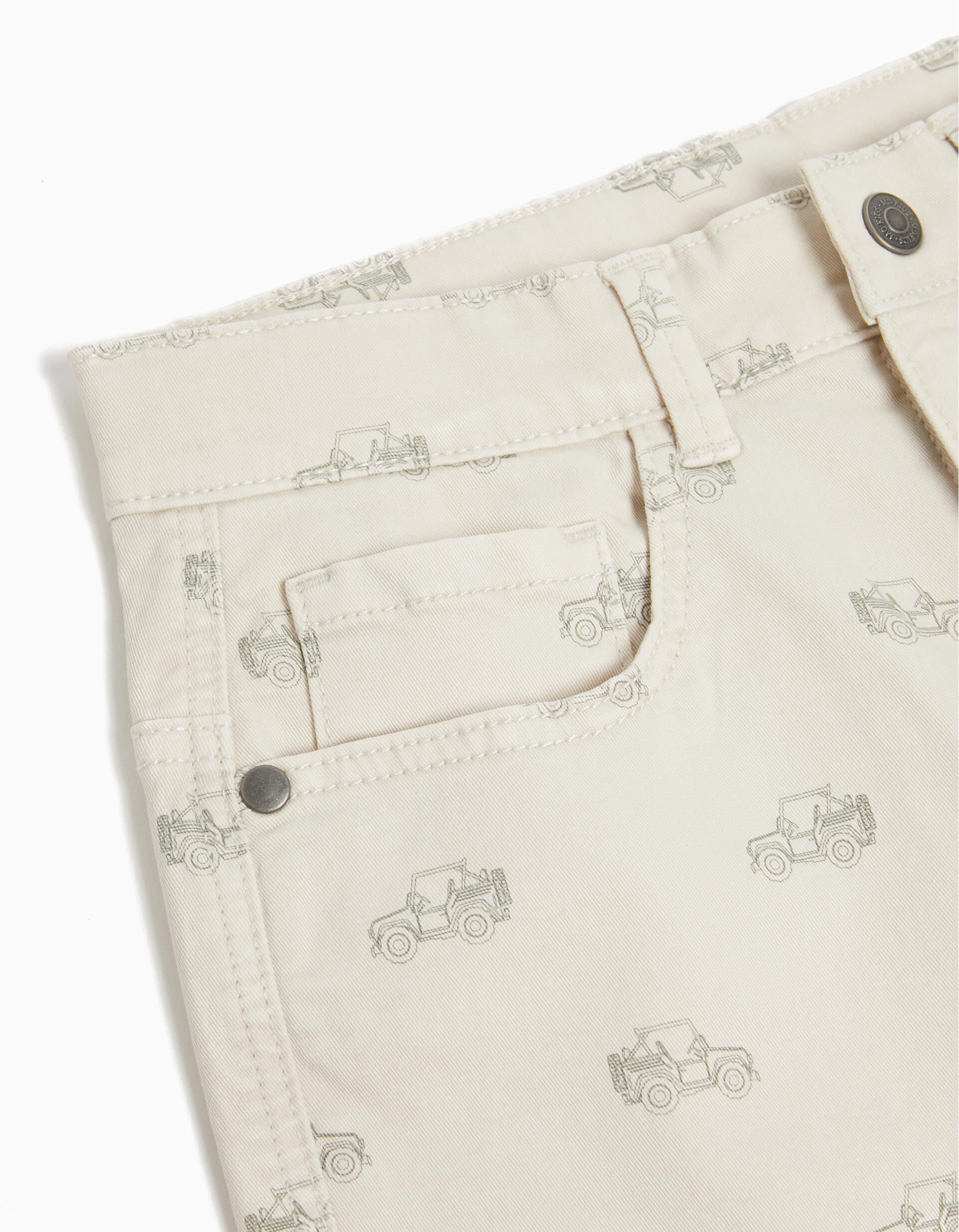 Comprar Online Printed Twill Shorts, Boy, Light Gray