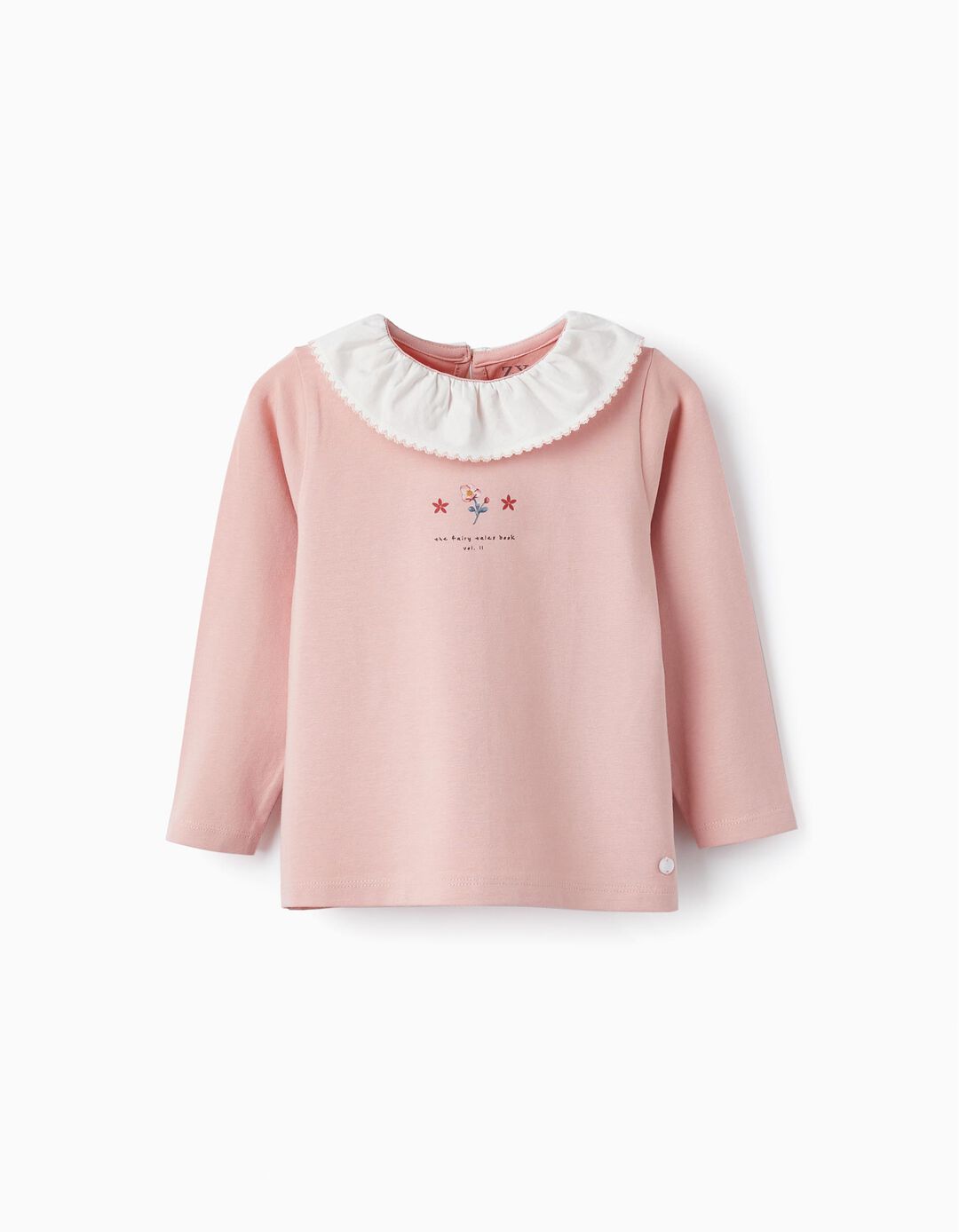 T-Shirt in Cotton Jersey with Ruffle for Baby Girls, Light Pink