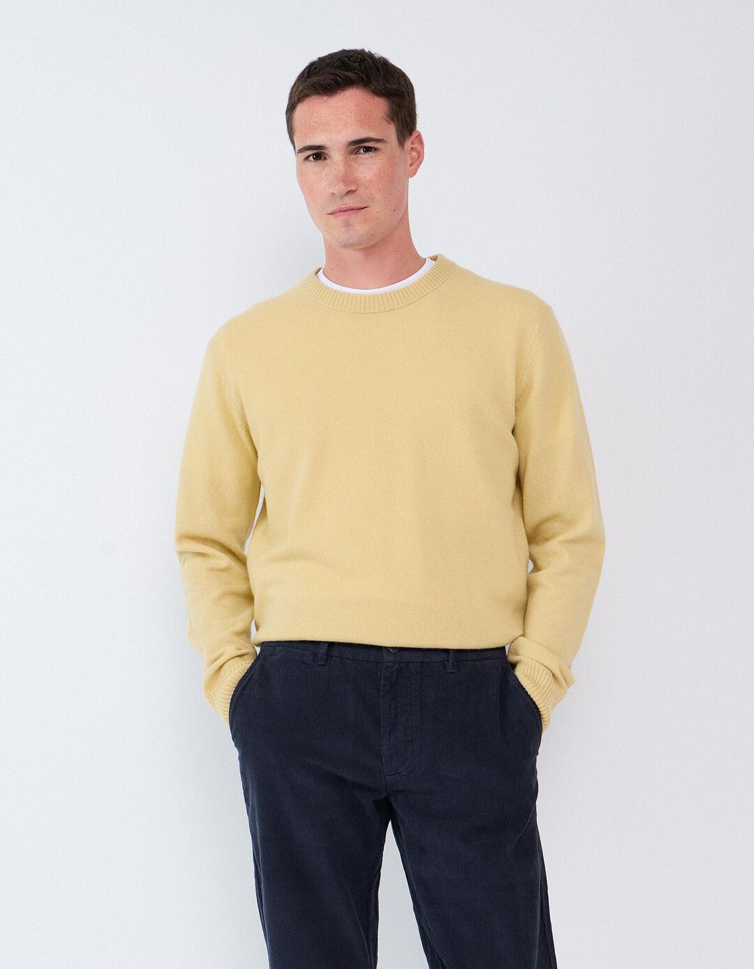 Camisola Com Mistura De L&atilde;, Homem, Amarelo