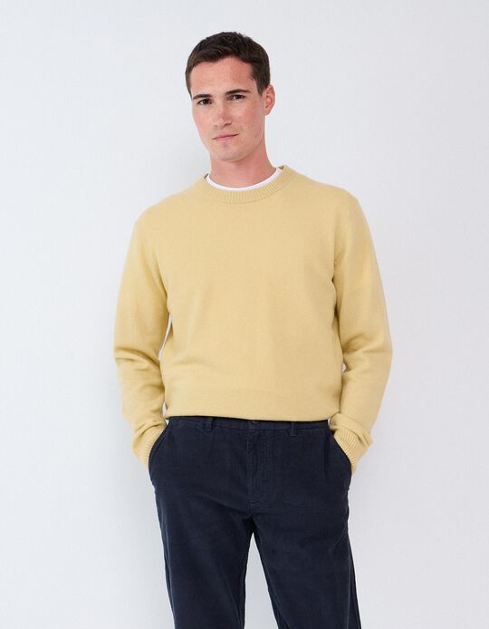 Comprar Online Camisola Com Mistura De L&atilde;, Homem, Amarelo