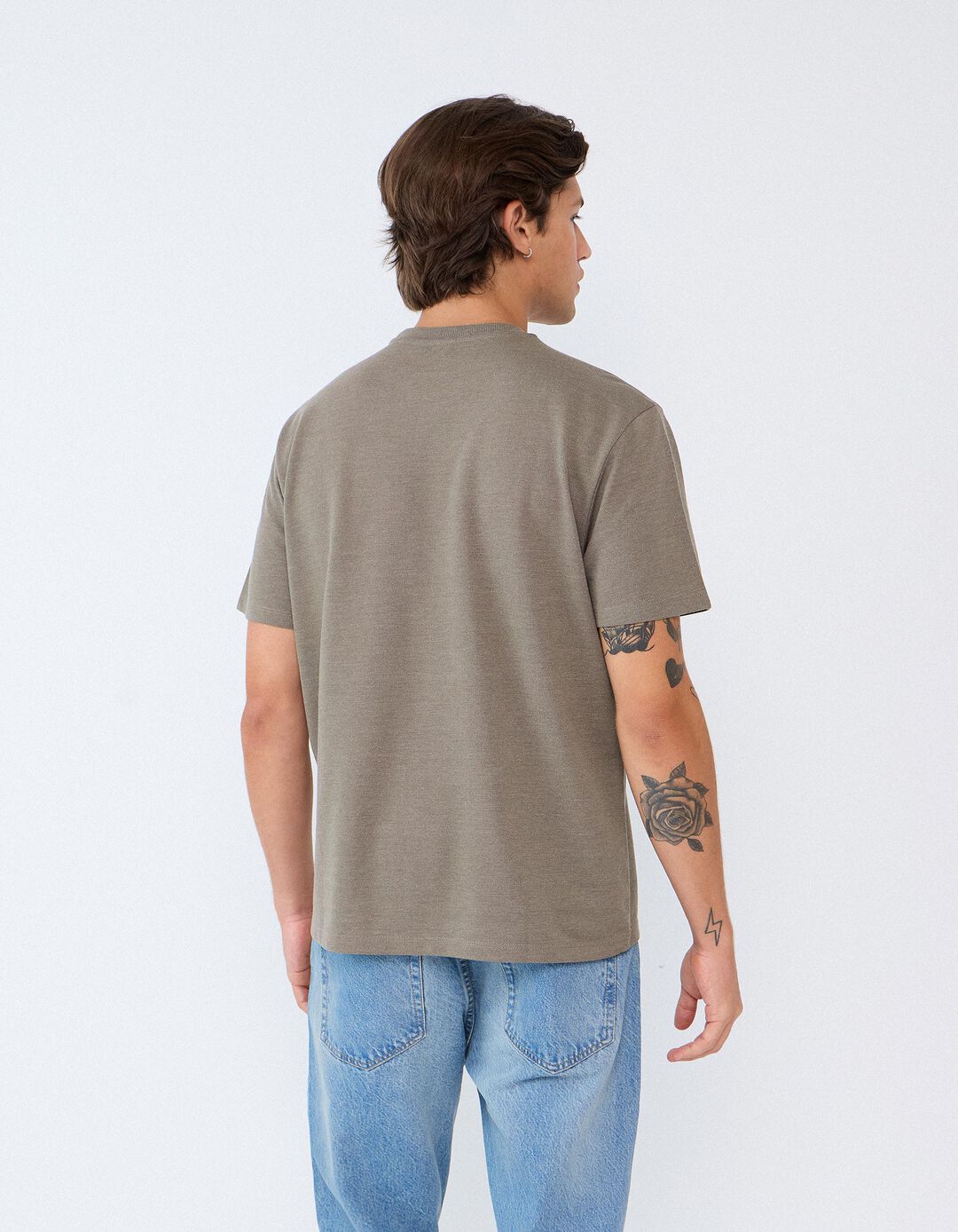 T-shirt Piquet, Homem, Castanho Claro