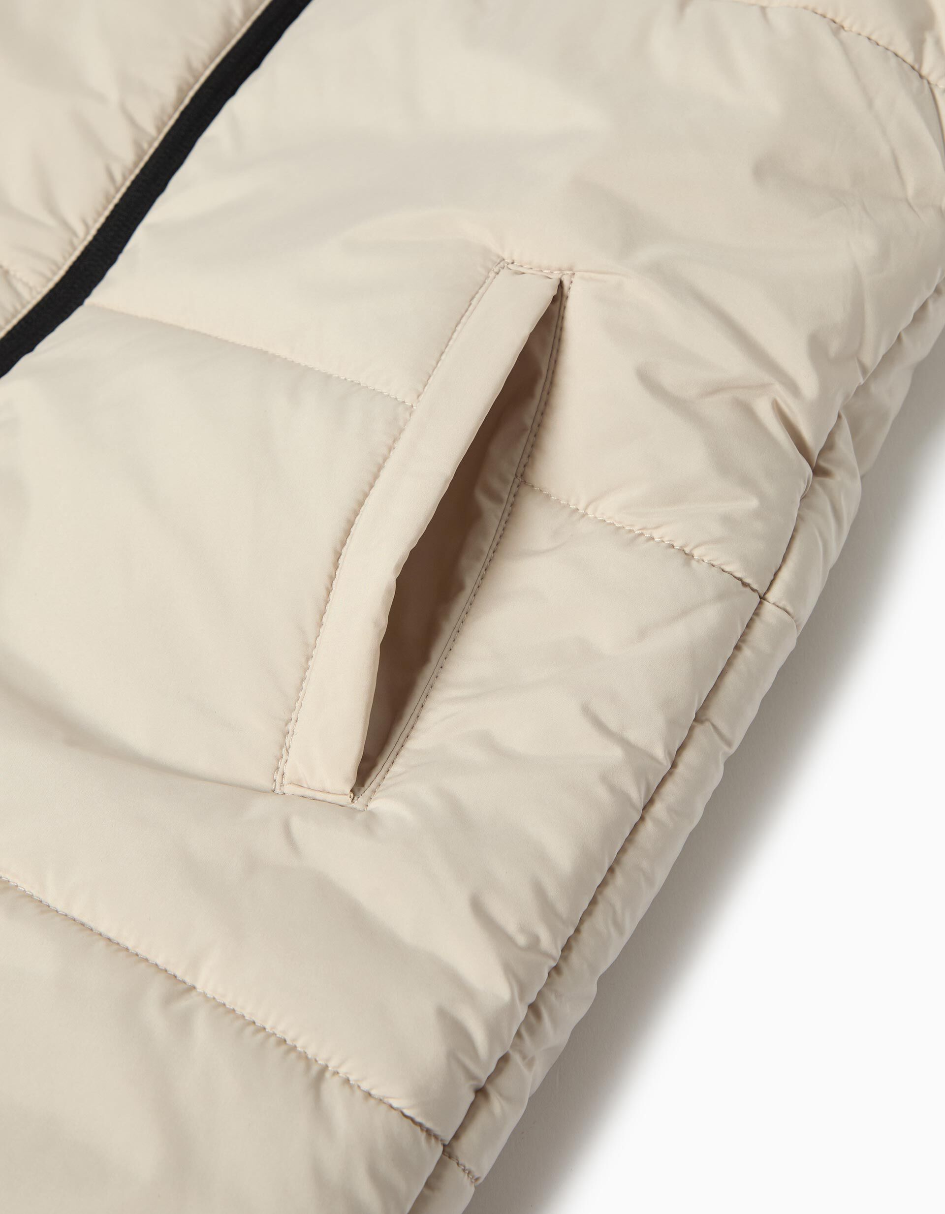 Comprar Online Colete Acolchoado Capuz, Menina, Bege Claro