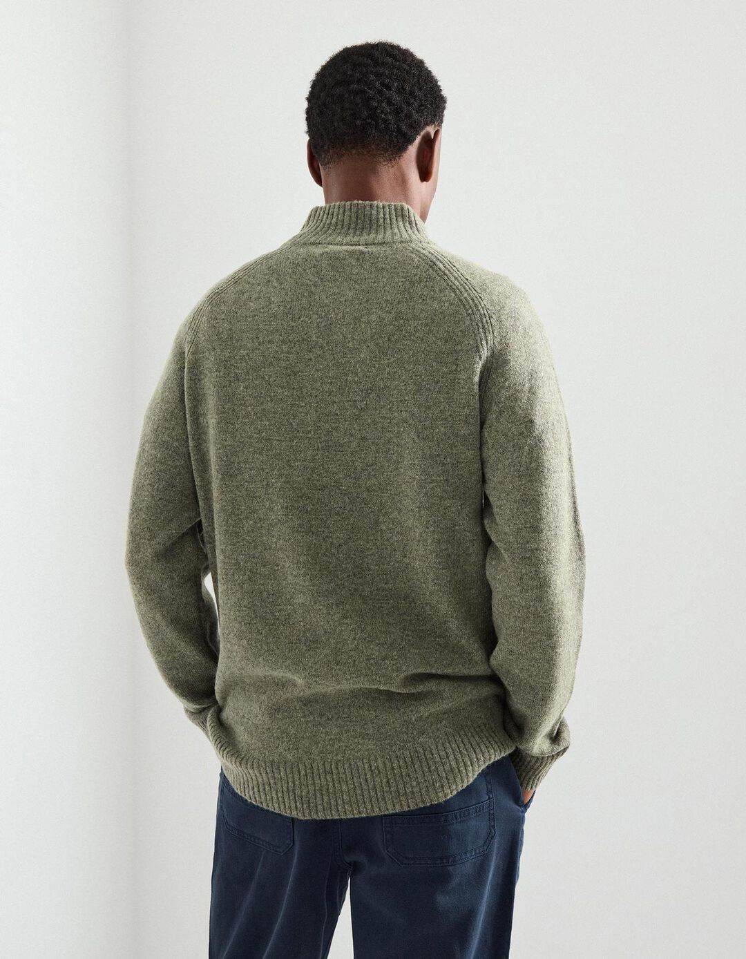 Camisola com Lã com Fecho, Homem, Verde