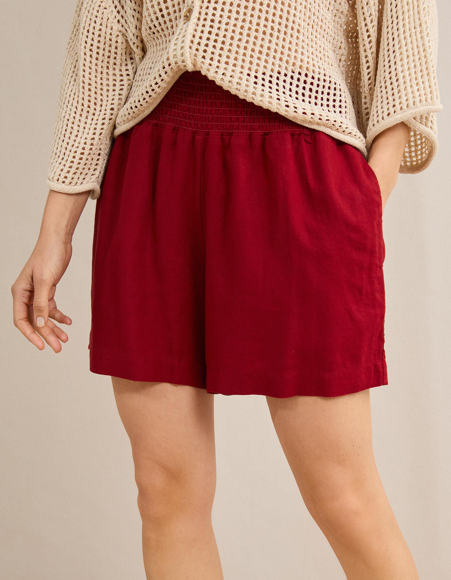 Comprar Online Cal&ccedil;&otilde;es Com Linho, Mulher, Vermelho Escuro