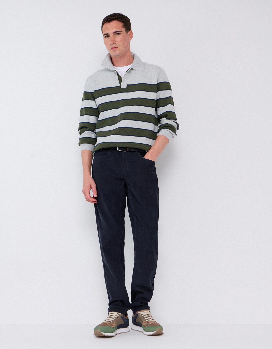 Cal&ccedil;as De Bombazina Slim-Fit, Homem, Azul Escuro