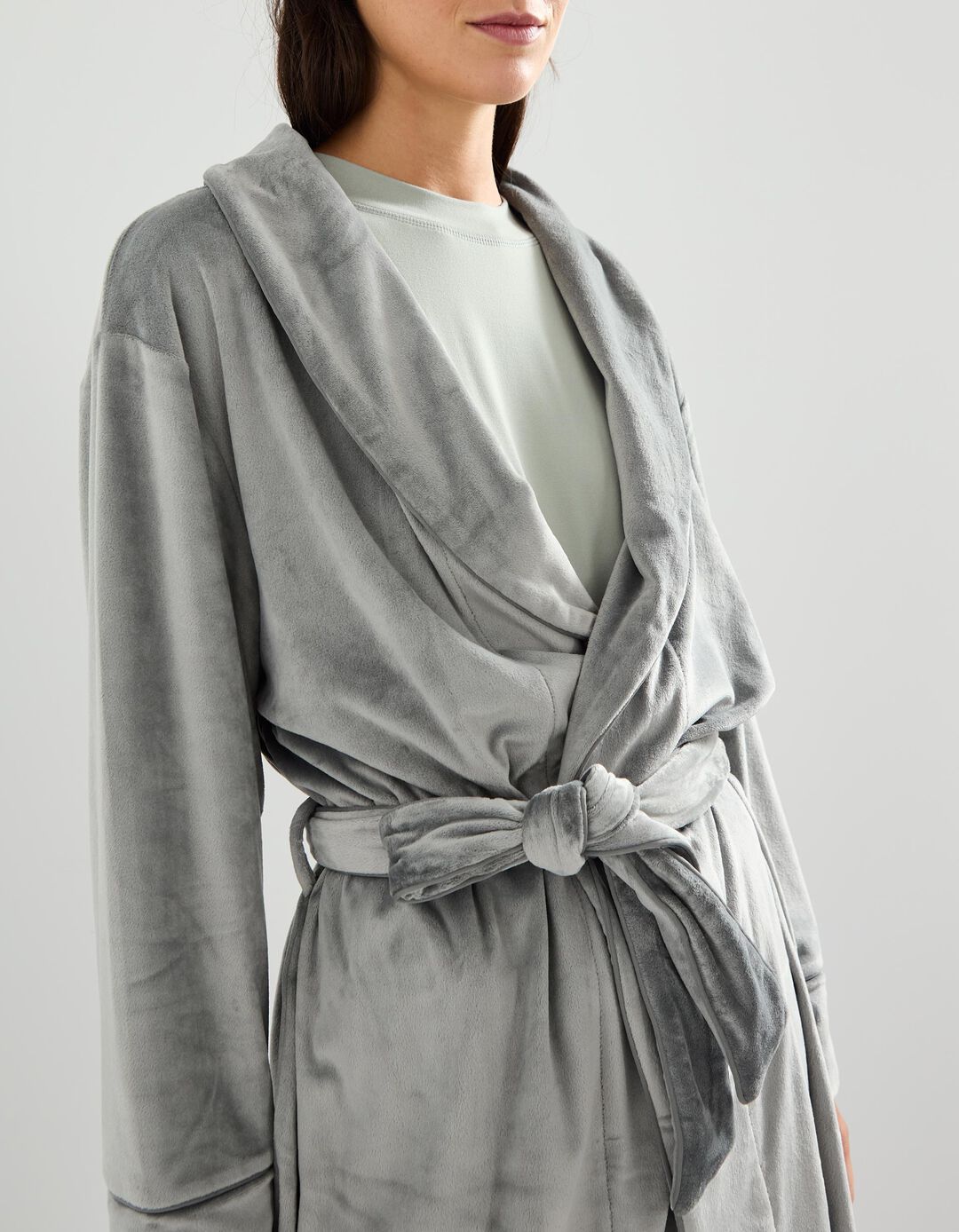 Robe em Veludo, Mulher, Cinzento Escuro