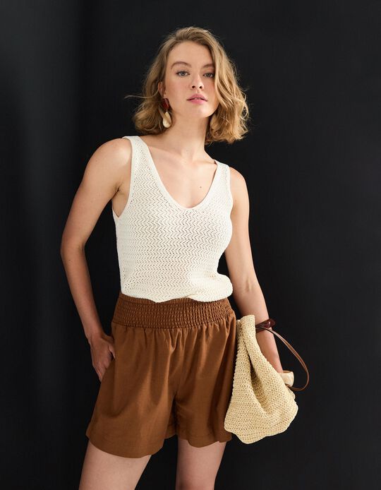 Comprar Online Top Decote em 'V', Mulher, Bege Claro