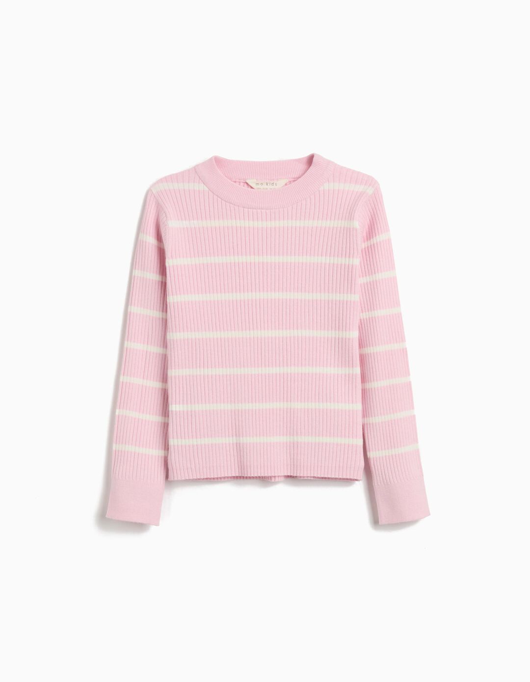 Camisola de Malha Riscas, Menina, Rosa Claro