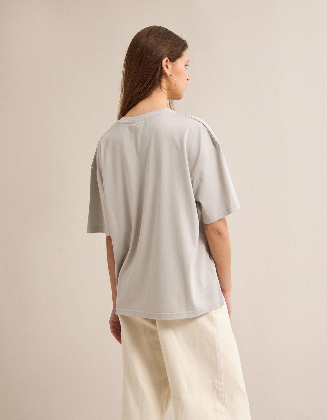 T-shirt Estampada, Mulher, Cinzento Claro
