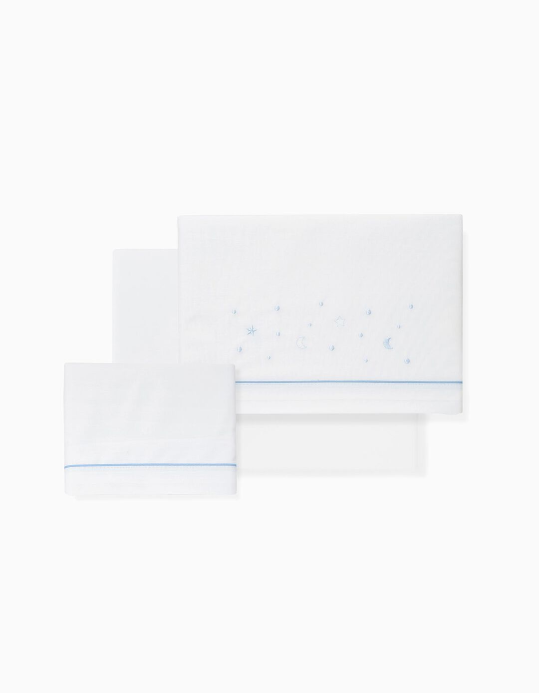 Conjunto de Len&ccedil;&oacute;is, 3 Pe&ccedil;as de Algod&atilde;o 'Stars' 60x120 cm, Azul