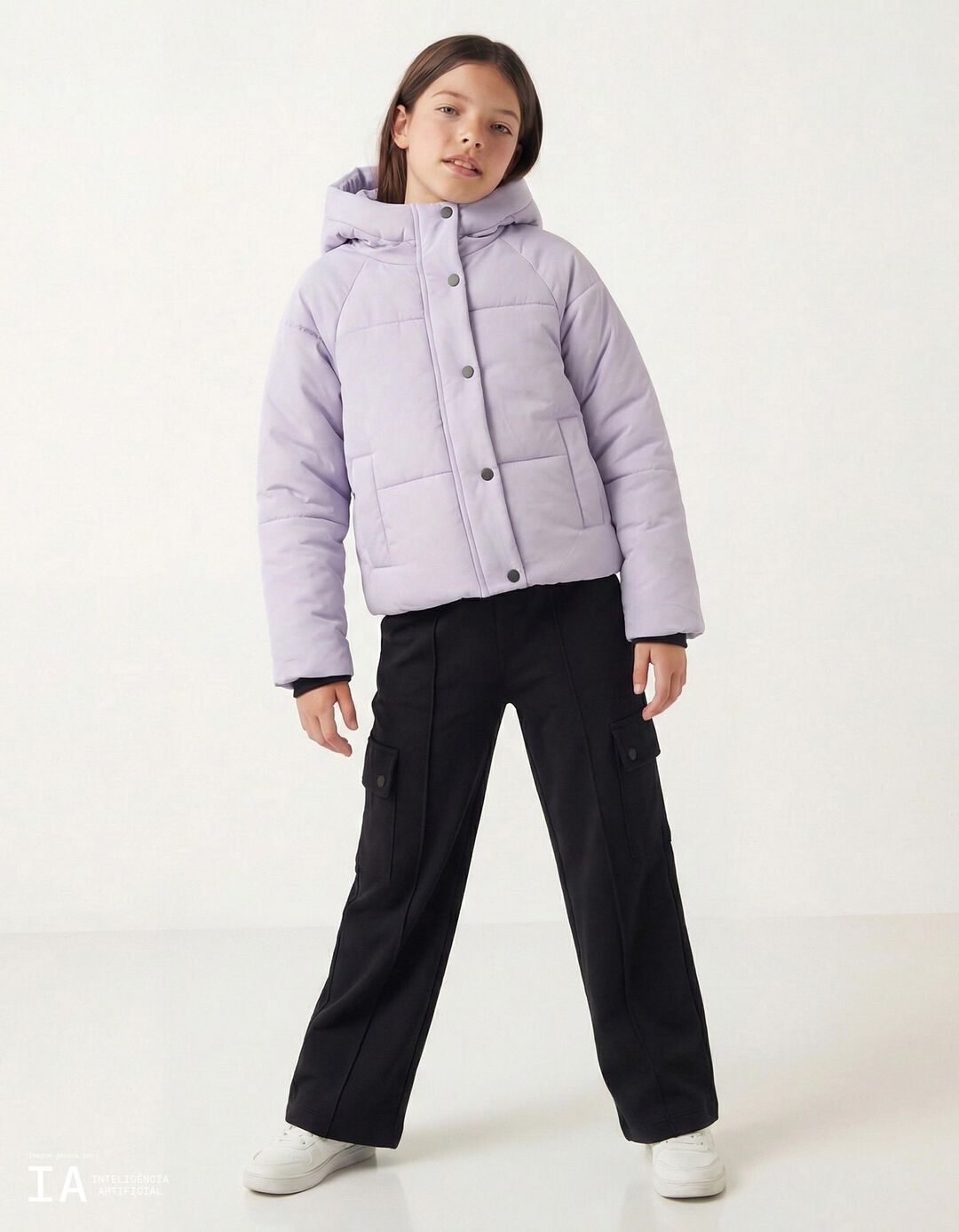 Casaco Acolchoado, Menina, Lil&aacute;s Claro