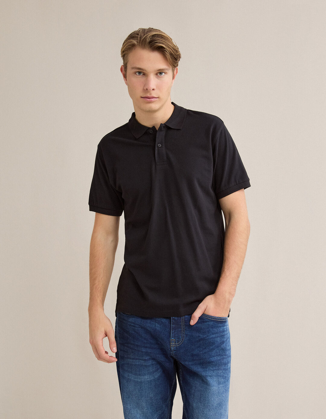 Polo Piquet, Homem, Preto