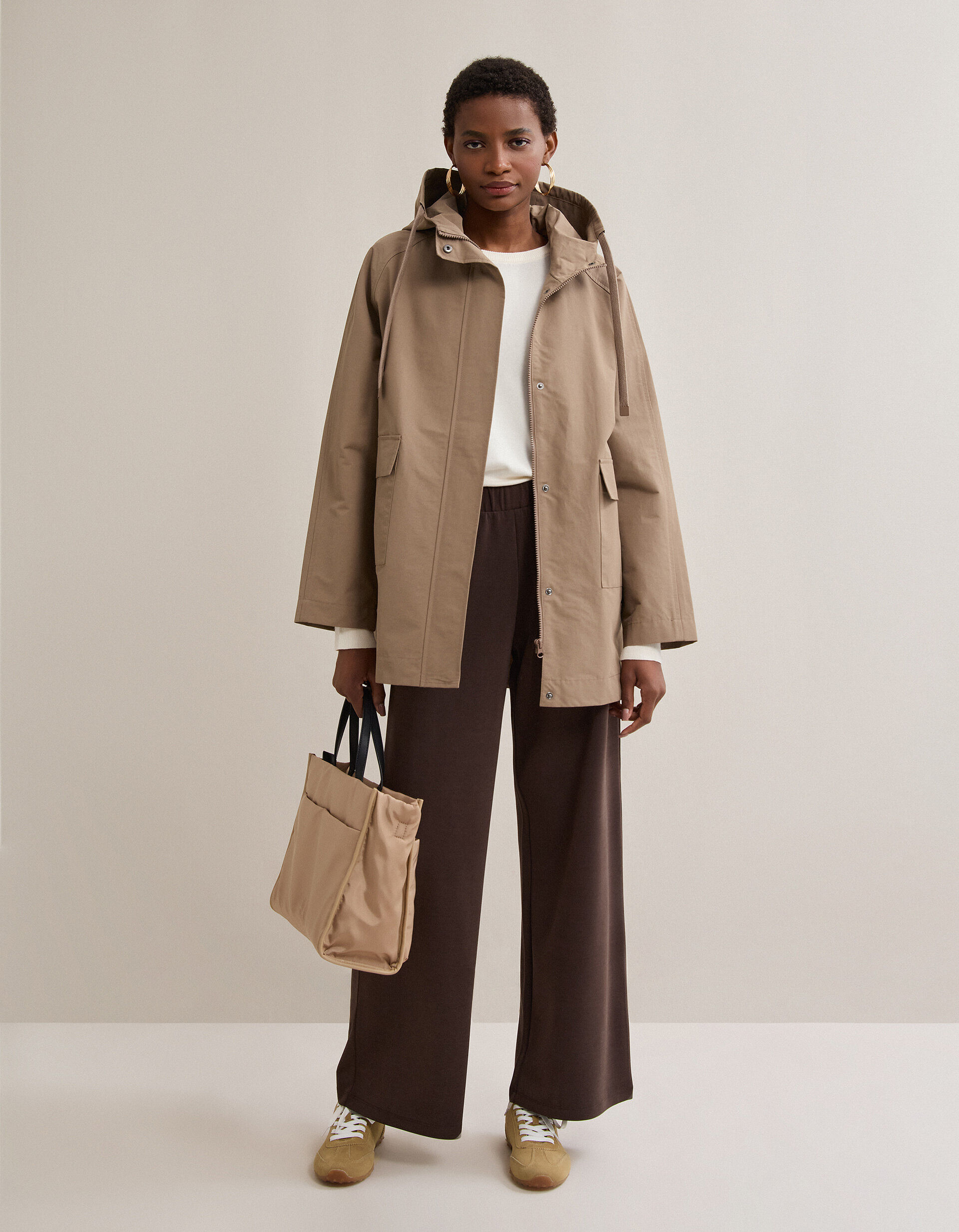 Comprar Online Parka Capuz, Mulher, Bege Escuro