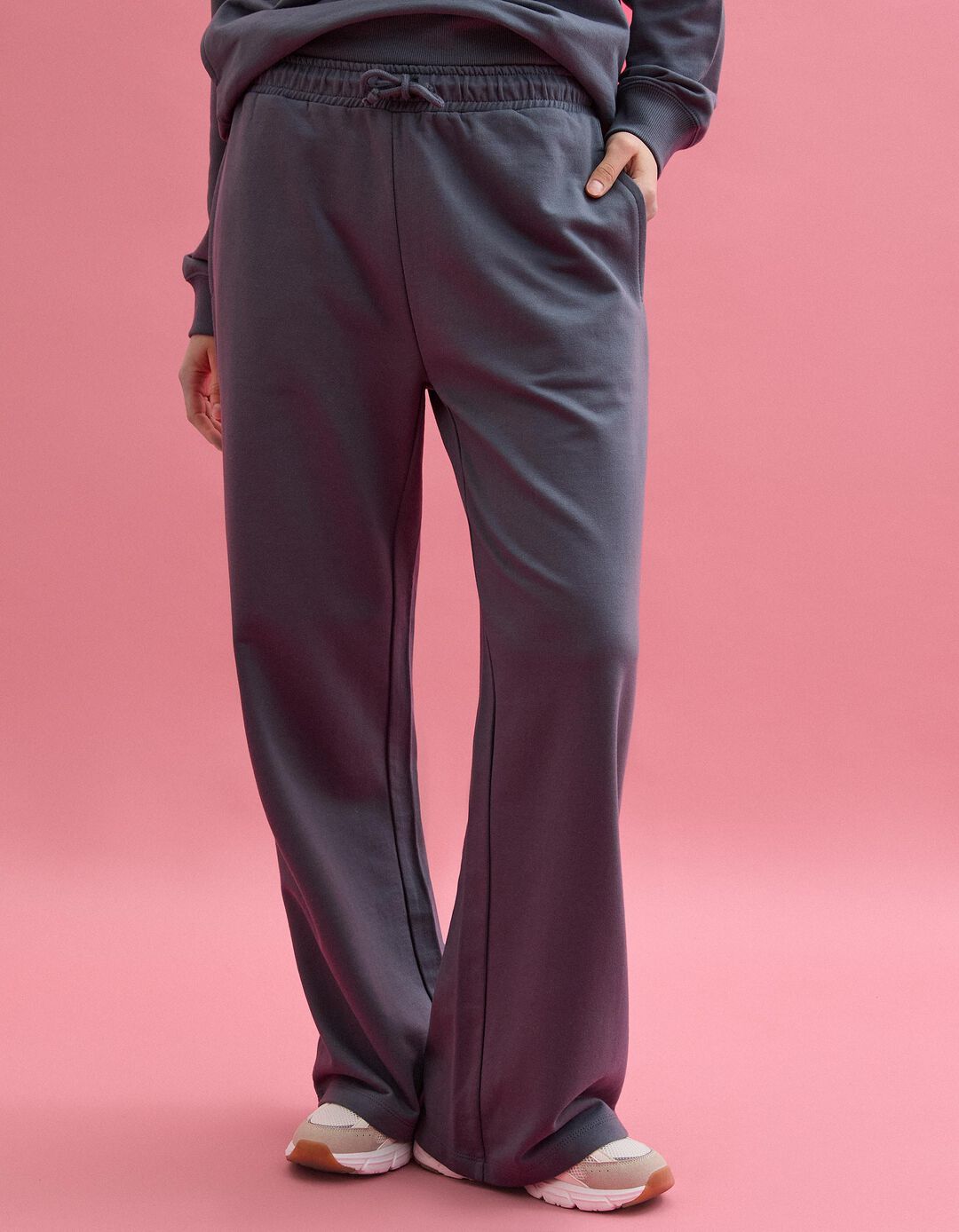 Cal&ccedil;as Jogging 'Wide Leg', Mulher, Cinzento Escuro