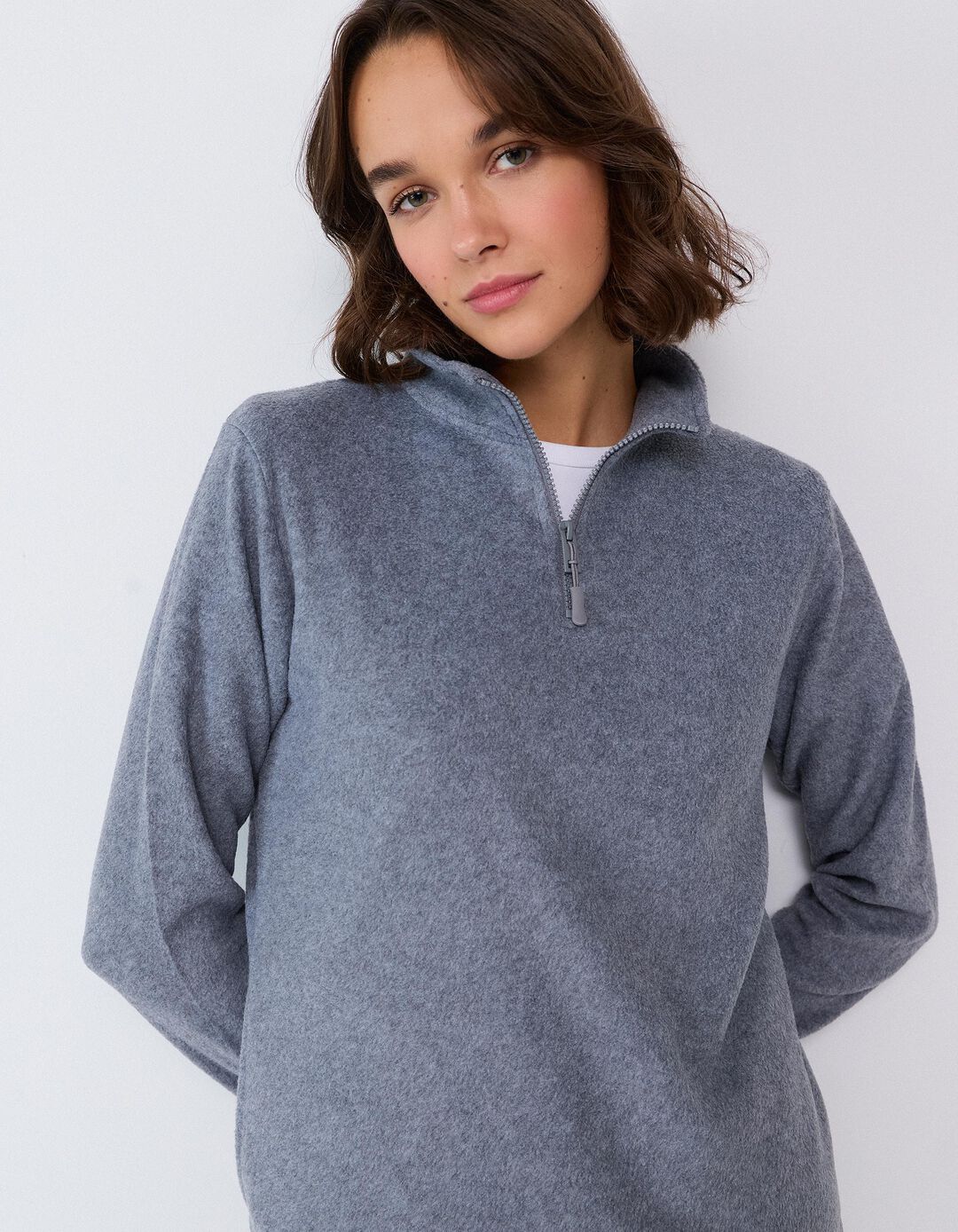 Camisola Polar, Mulher, Cinzento