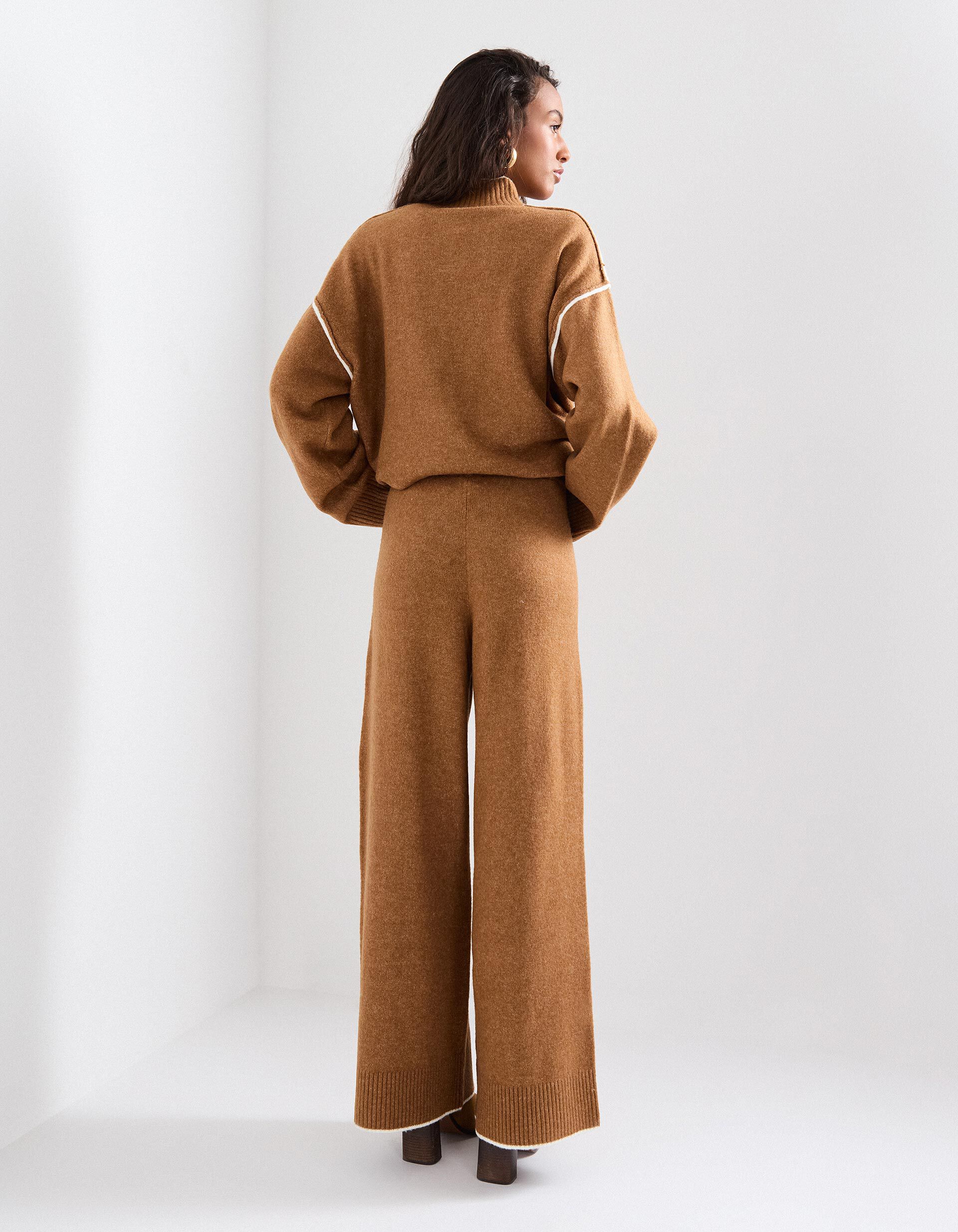 Comprar Online Cal&ccedil;as de Malha com L&atilde;, Mulher, Castanho Claro