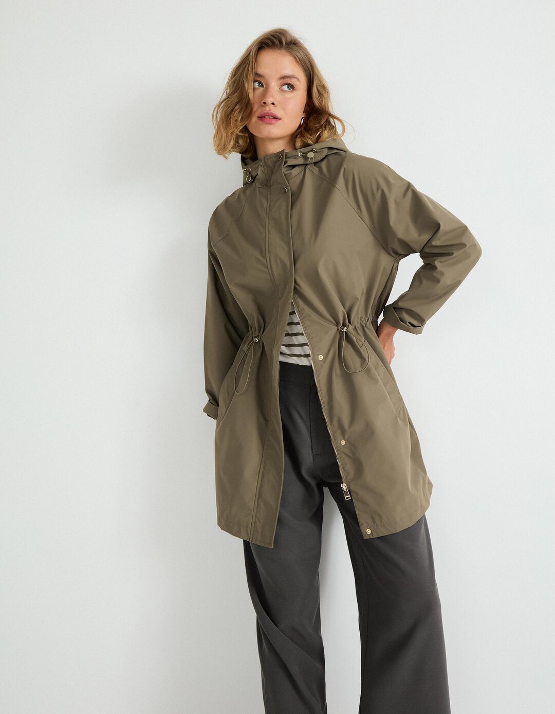 Parka Comprida com Capuz, Mulher, Verde