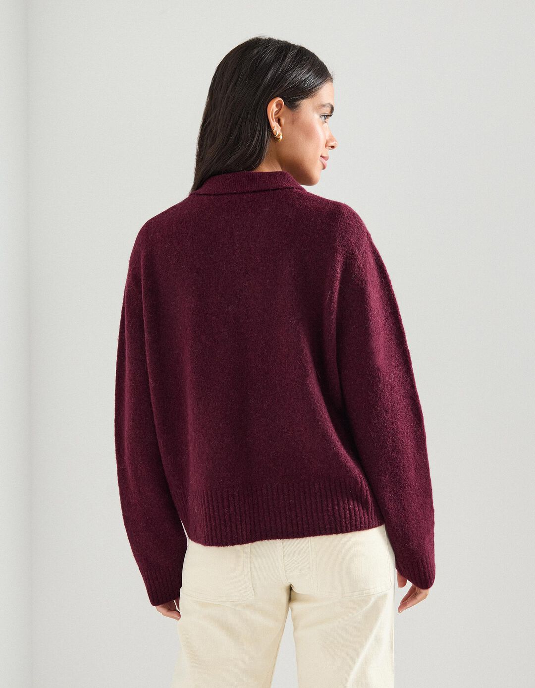 Polo em Malha, Mulher, Vermelho Escuro