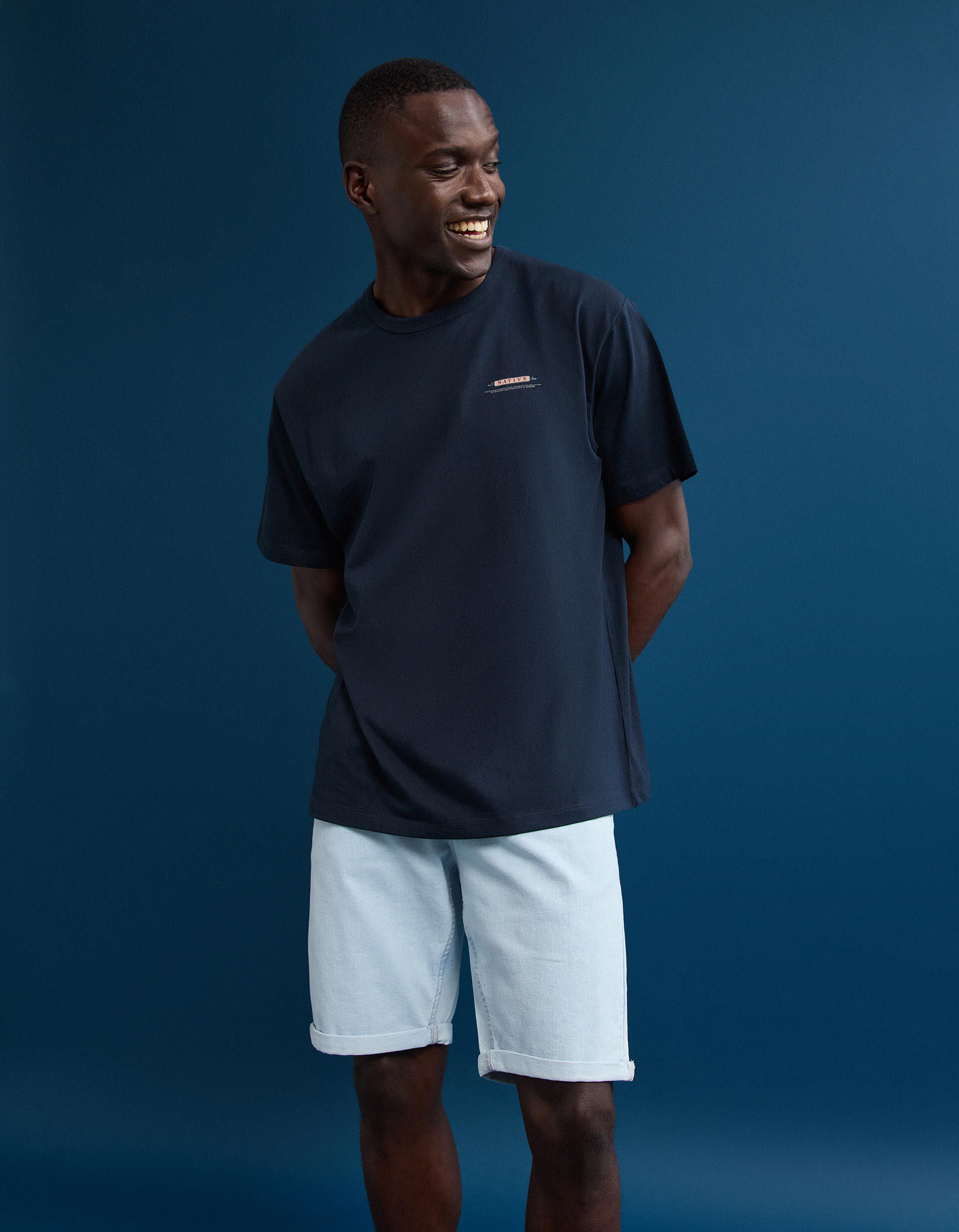 Comprar Online T-shirt Jersey Estampada, Homem, Azul Escuro