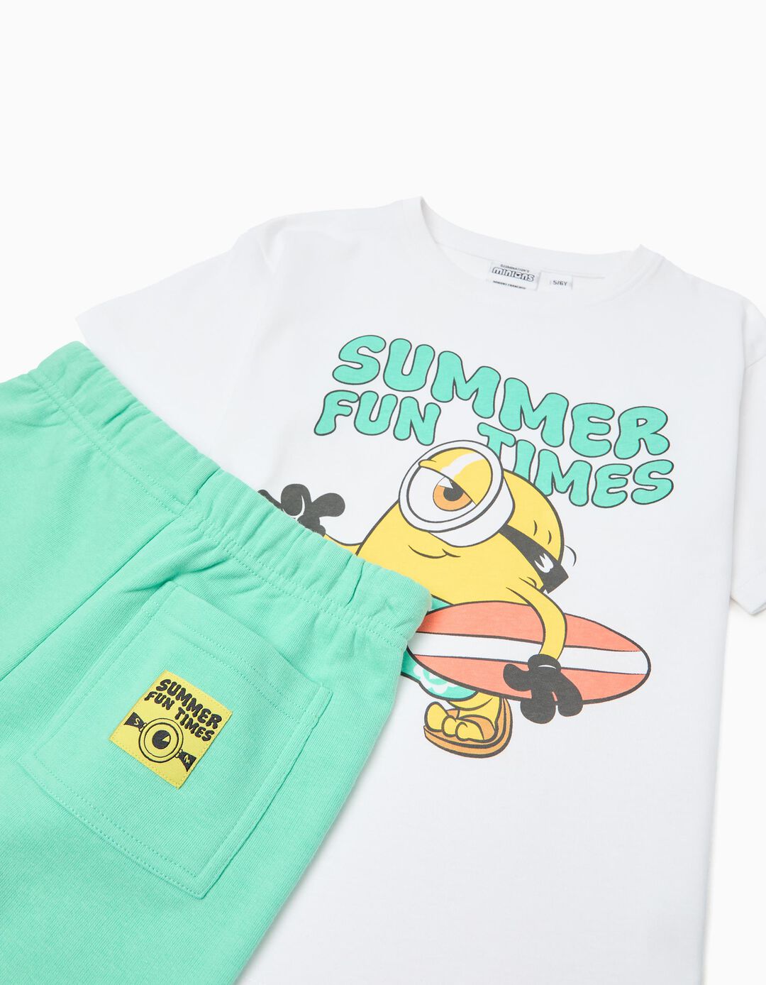 Conjunto T-shirt e Cal&ccedil;&otilde;es 'Minions', Menino, Branco
