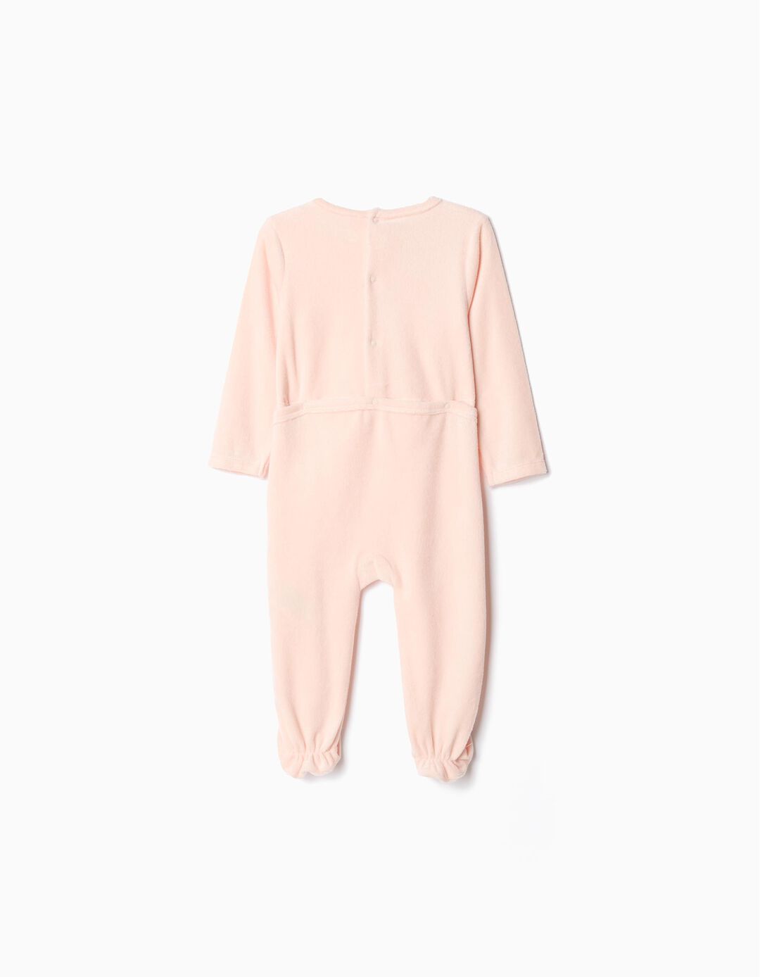 Babygrow Aveludado, Bebé Menina, Rosa Claro