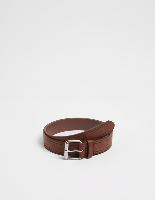 Comprar Online Belt with Zigzag Seams, Men, Dark Beige