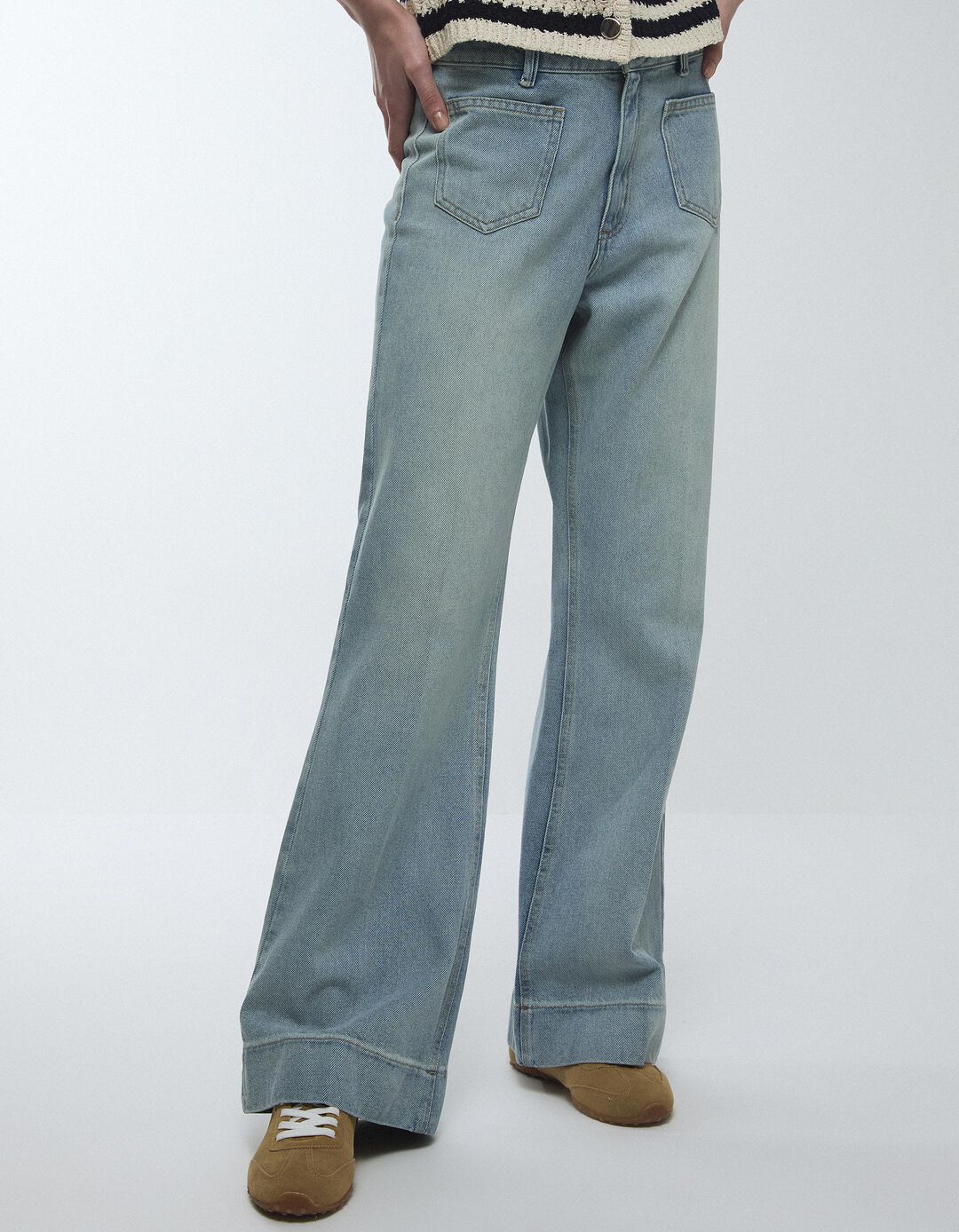 Cal&ccedil;as de Ganga Wide Leg, Mulher, Azul Claro