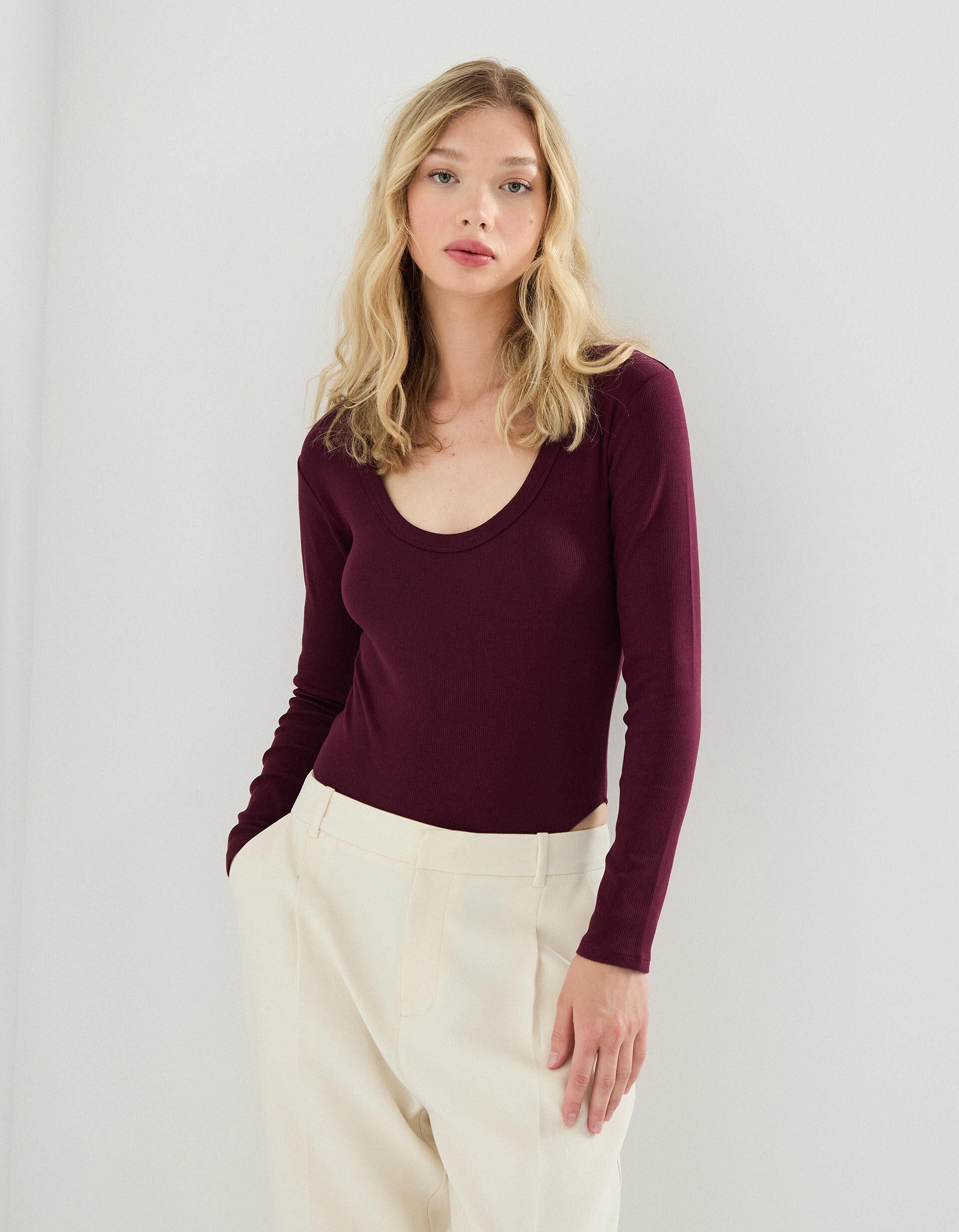 Comprar Online Body de Manga Comprida, Mulher, Vermelho Escuro