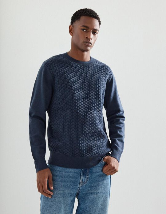 Comprar Online Camisola de Malha, Homem, Azul 
