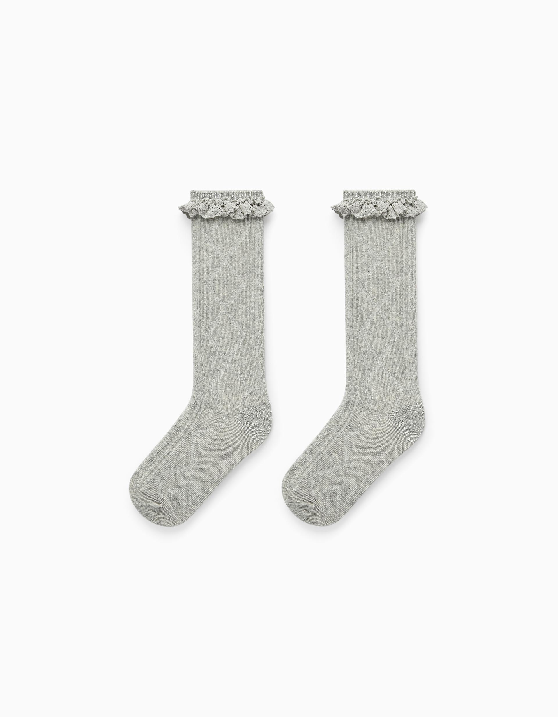 Knee-High Socks with Lace for Girls 